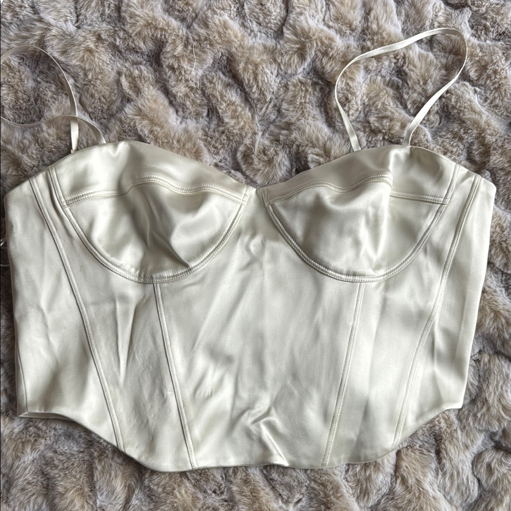 Aritzia Cream Fitted Bustier Bodysuit
